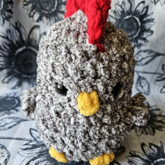 Crochet Black Speckled Rooster Amigurumi Plushie - Picture 6 of 16